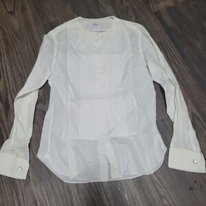 Brioni Italy Vintage Ribbed Smoking White Cotton Button Shirt Mens L SIze Luxury